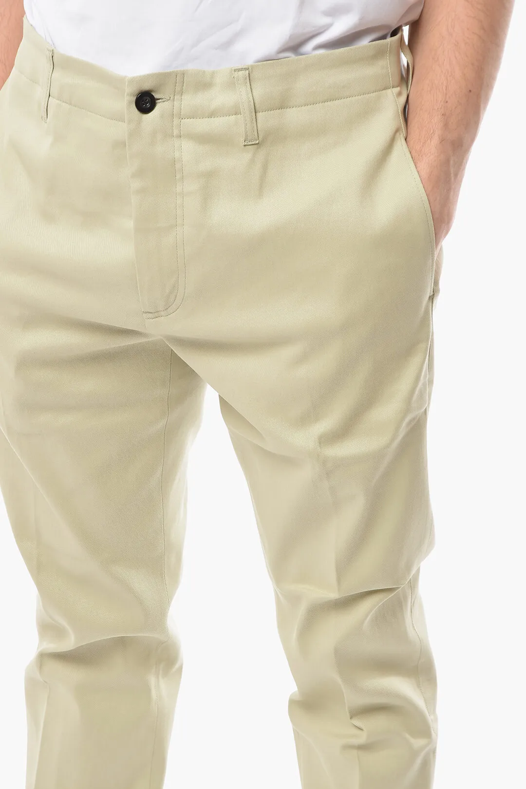 Chino Pants with 4 Pockets and Contrast Button.